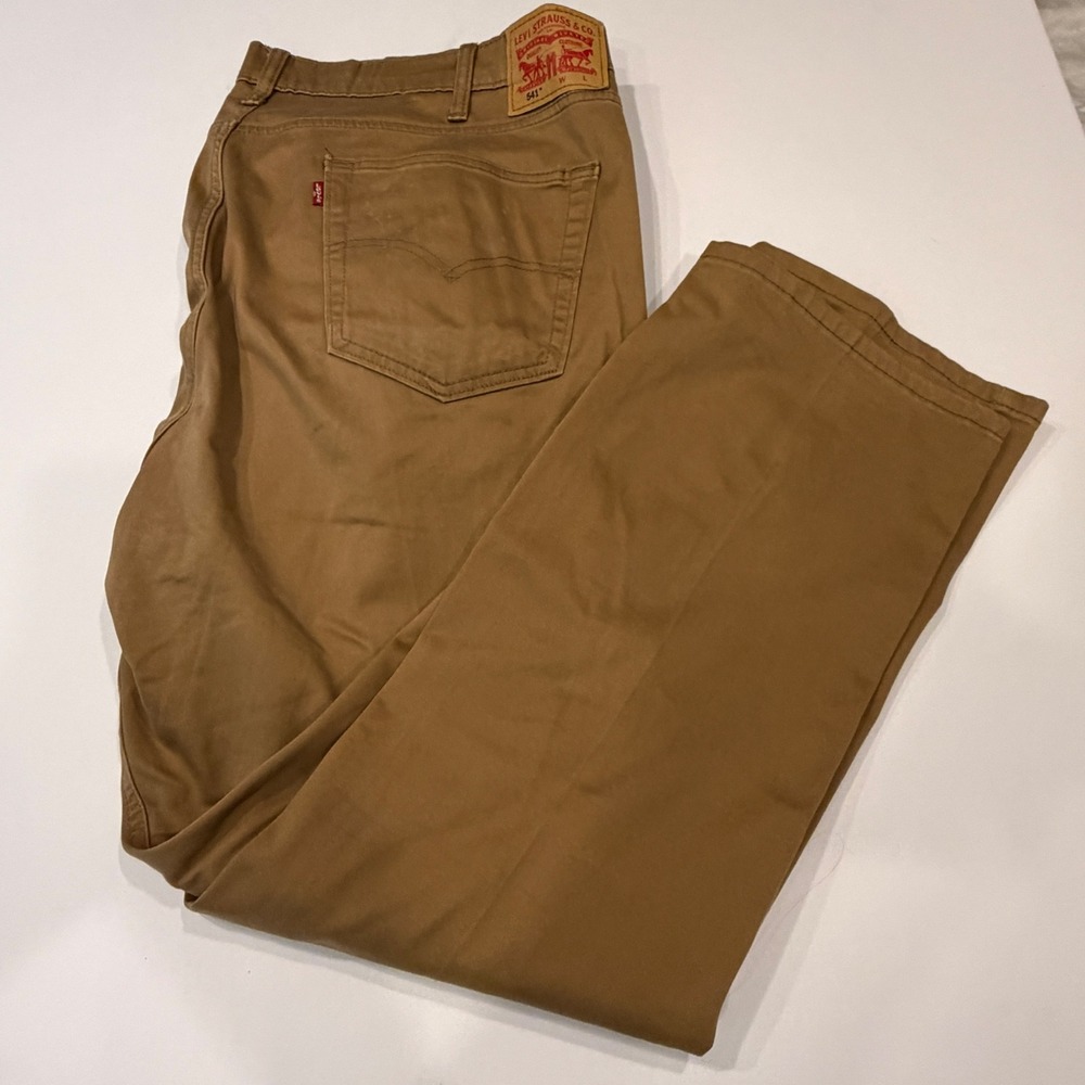 Levis 541 Athletic Taper Pants Mens 46x32 Brown British Khaki Twill 18757-0024